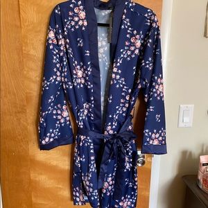 Morgan Lane Floral Satin Robe L/XL NWT